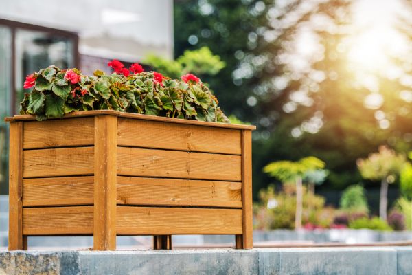outdoor wooden planter box